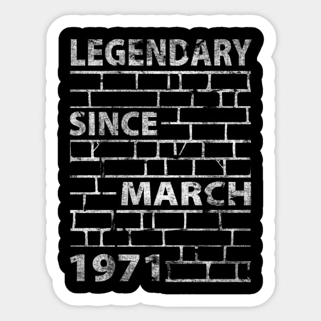 Mason Bricklayer 50 Birthday Gift March 1971 Sticker by shirtontour